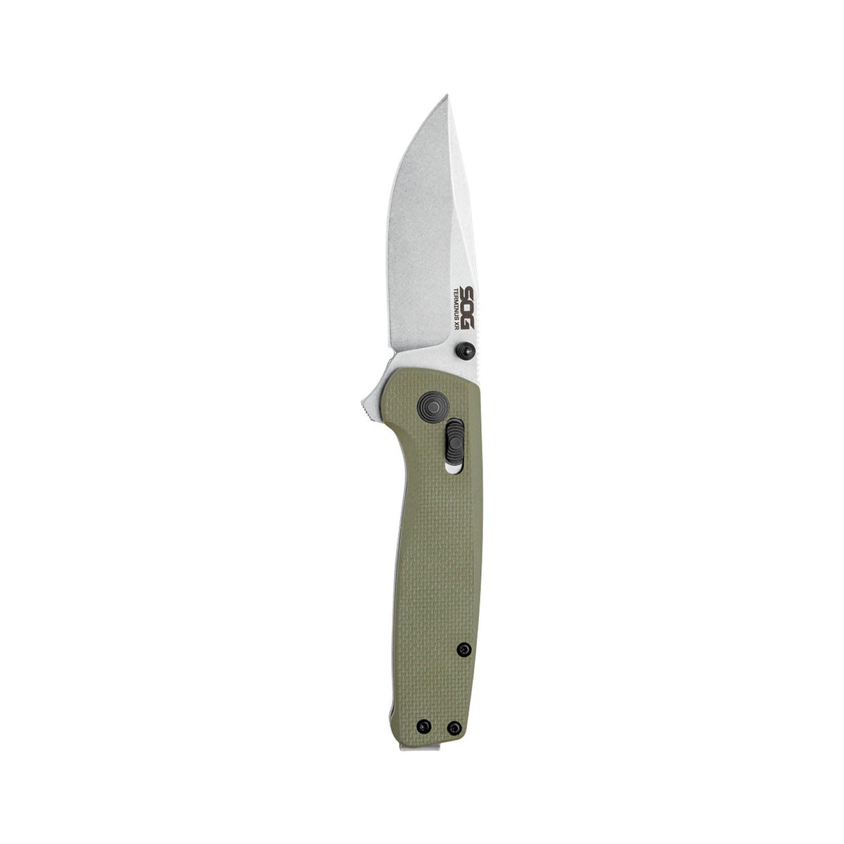 SOG Terminus XR front view shows rugged EDC design for everyday carry.