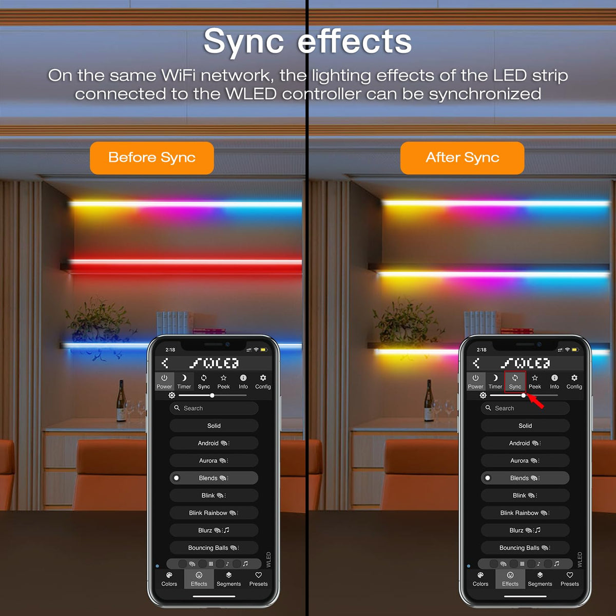 DIY lighting with customizable color, brightness, and speed for personalized effects.