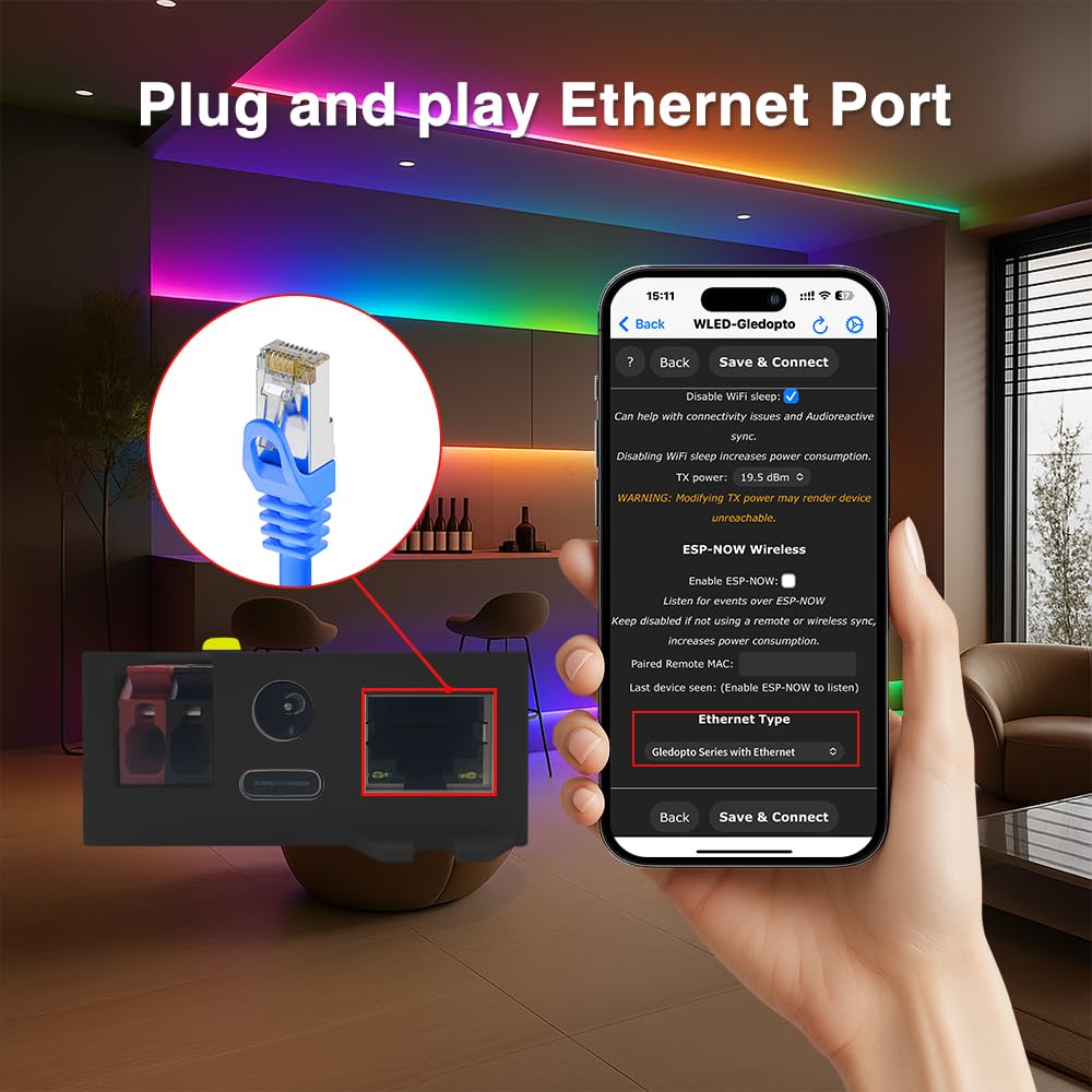 Energy-saving relay reduces idle power for efficient ambient lighting.