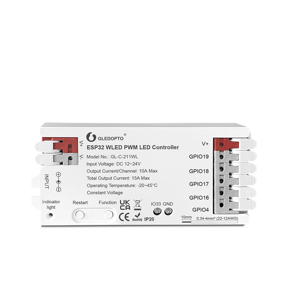 Sogledwow GLEDOPTO ESP32 PWM WLED controller front view for fast wireless lighting control.