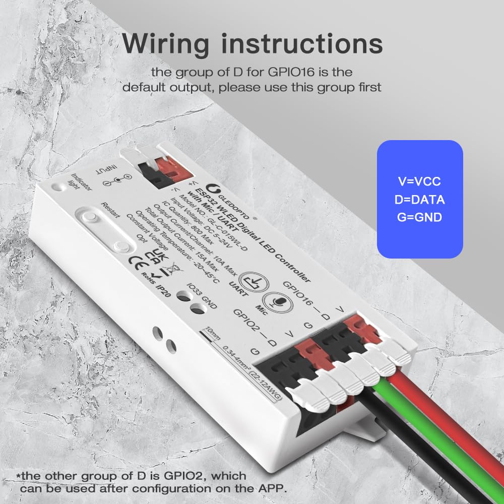 Sogledwow GLEDOPTO ESP32 WLED controller creating room ambiance with mic mode