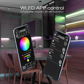 Sogledwow GLEDOPTO WLED ESP32 mini controller controlled by WLED app for remote customization.