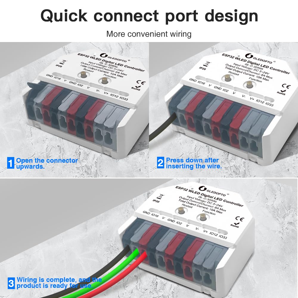 WiFi remote control to manage lighting from anywhere with the WLED app.