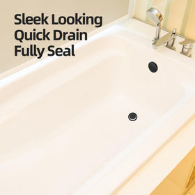 Sogmeter brass tip-toe tub drain close-up showing durable finish