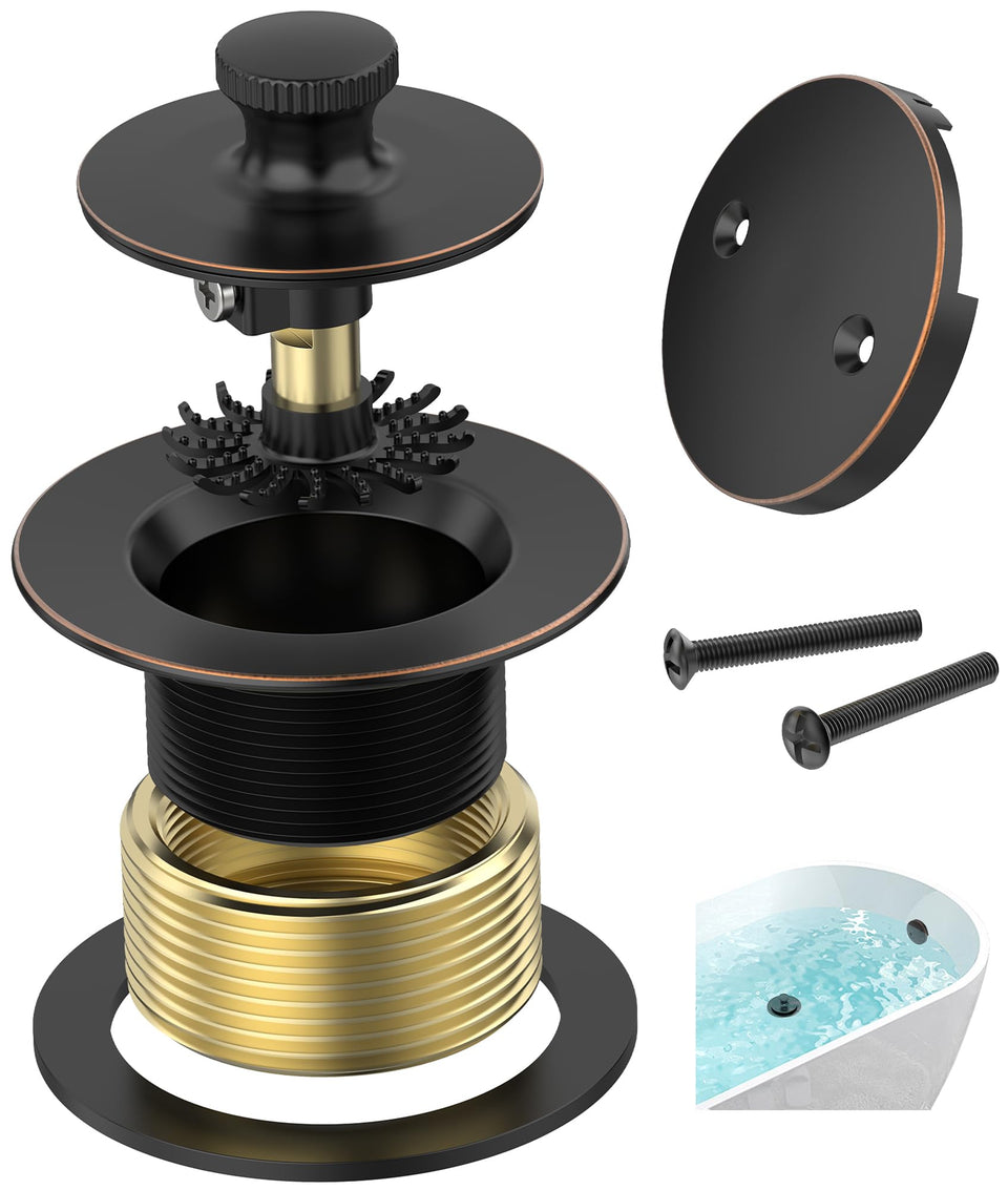 Sogmeter oil rubbed bronze bathtub drain front view highlights durable finish