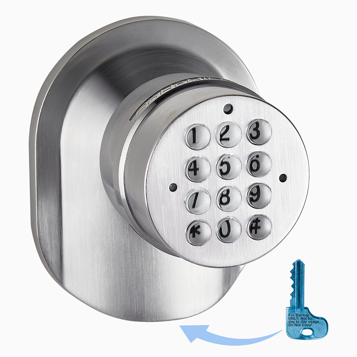 SoHoMiLL electronic keypad knob front-lit for easy nighttime access.