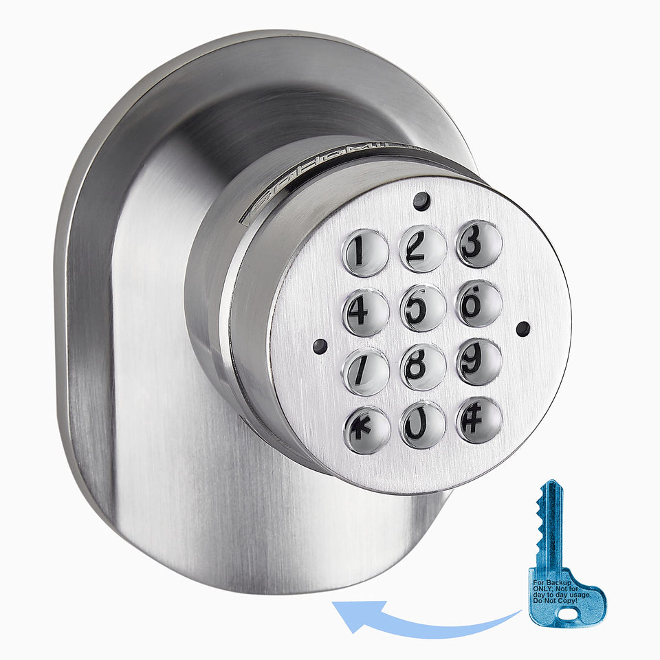 SoHoMiLL electronic keypad knob front-lit for easy nighttime access.