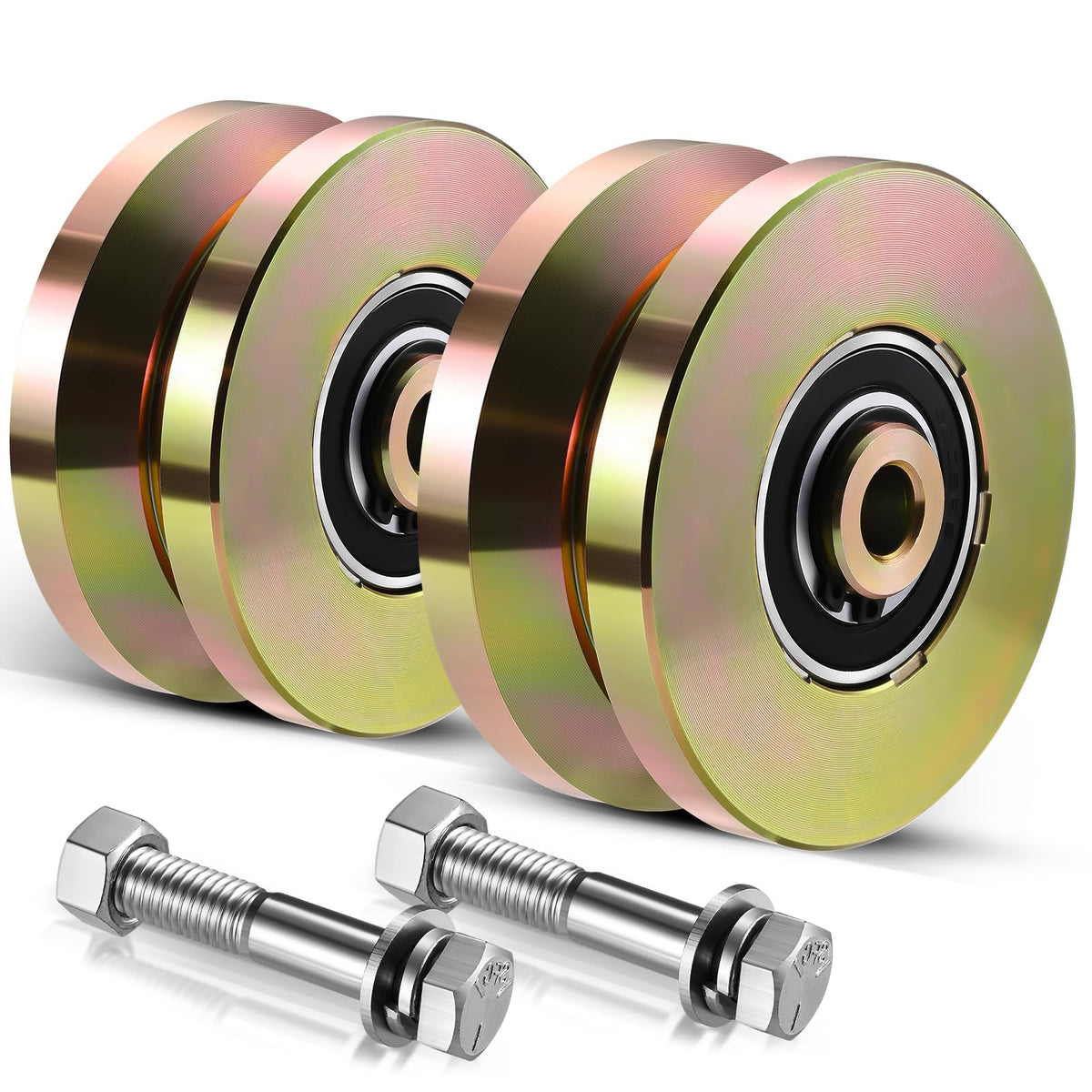 Soiiw gate roller front view showing sturdy 4-inch wheel for smooth movement