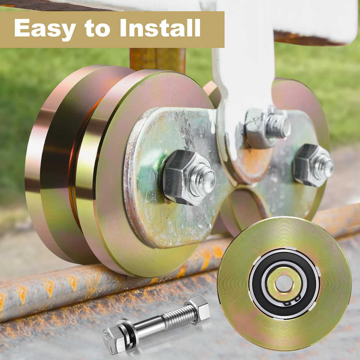 Soiiw gold-finish gate roller showcases corrosion resistance and durability