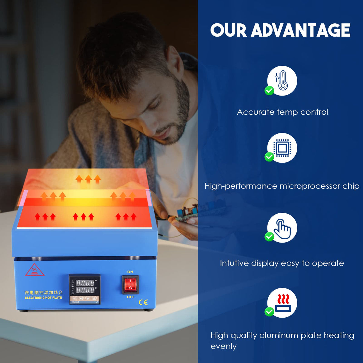 Soiiw soldering hot plate cooling holes facilitate stable temperatures during use.