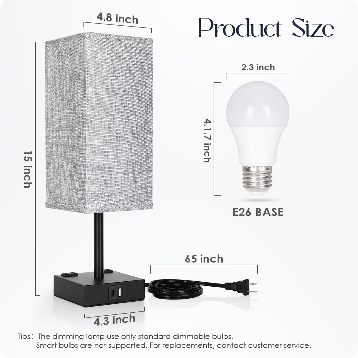 Soilsiu bedside lamp 3-way dimming with touch control for mood and task lighting