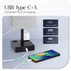 Soilsiu bedside lamp with USB-C port for convenient charging at night