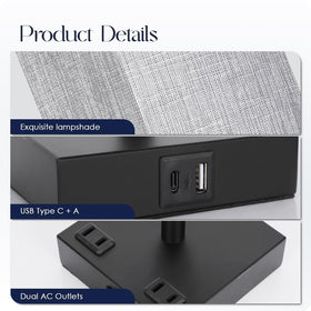 Soilsiu lamp includes USB-A charging and two AC outlets for convenience.