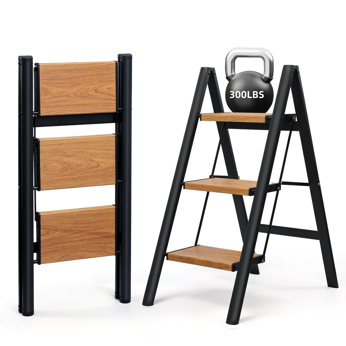 Soladder 3 Step Ladder with anti-slip pedals for secure footing.