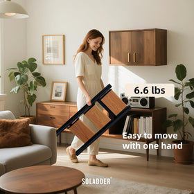 Soladder helps reach kitchen cabinets and closet shelves with ease.
