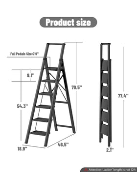 Soladder 6 Step Ladder deep steps support secure footing for tall shelves.