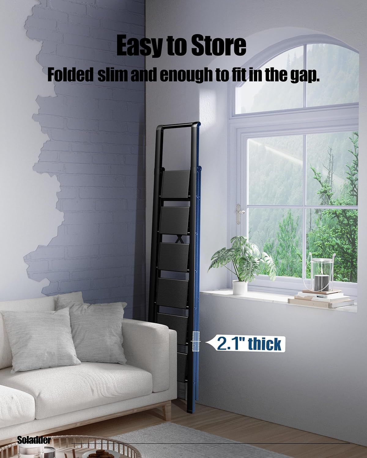 Soladder 6 Step Ladder folded-compact for simple storage.