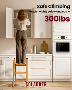 Soladder woodgrain finish ladder blending with home decor