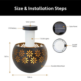 Solar Fire Bowl 8+ hour battery ensures long-lasting outdoor illumination