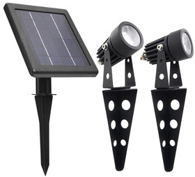 Solar Light Mart MINI 50X twin spotlight front view for outdoor lighting