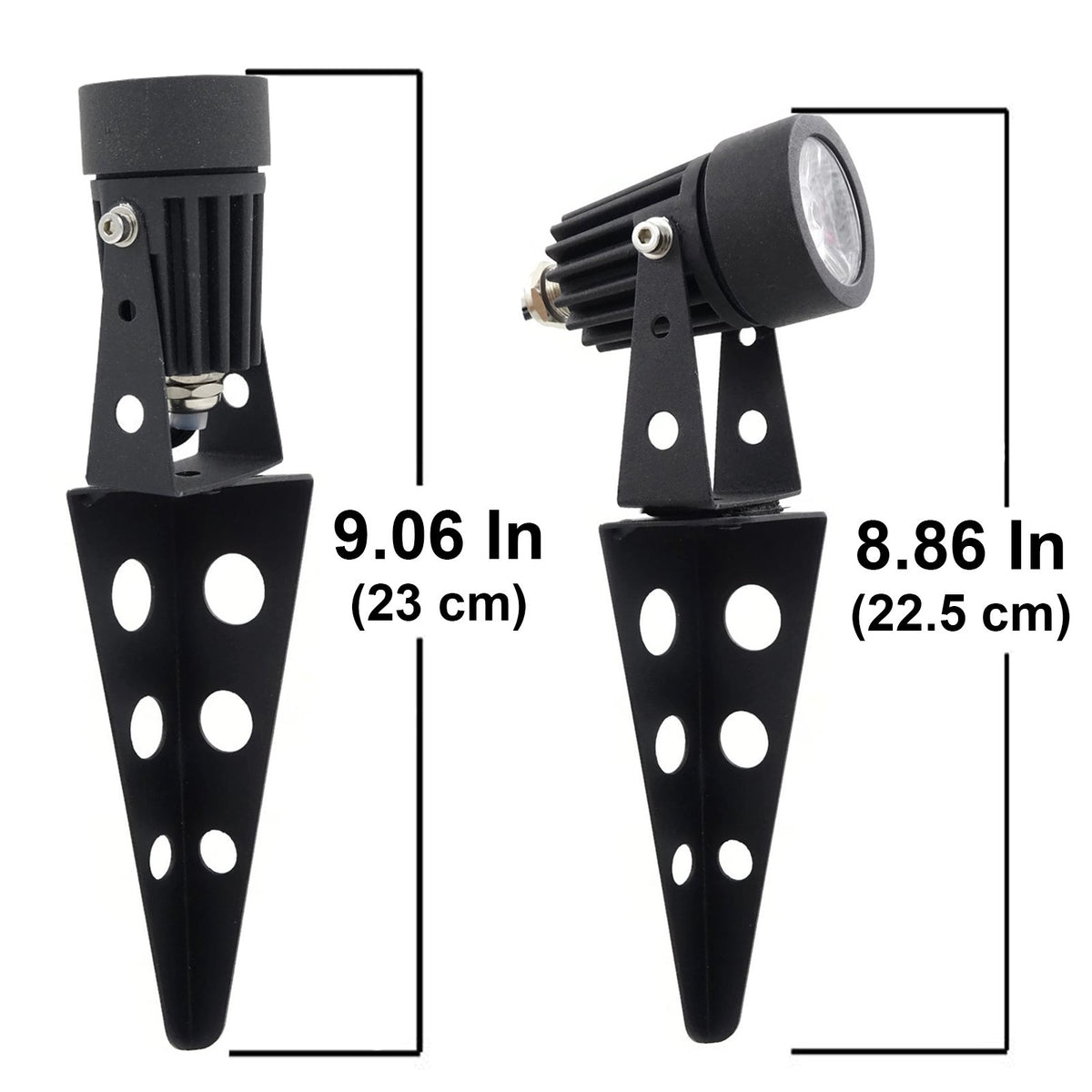 Solar Light Mart MINI 50X twin spotlight side view shows compact, durable build