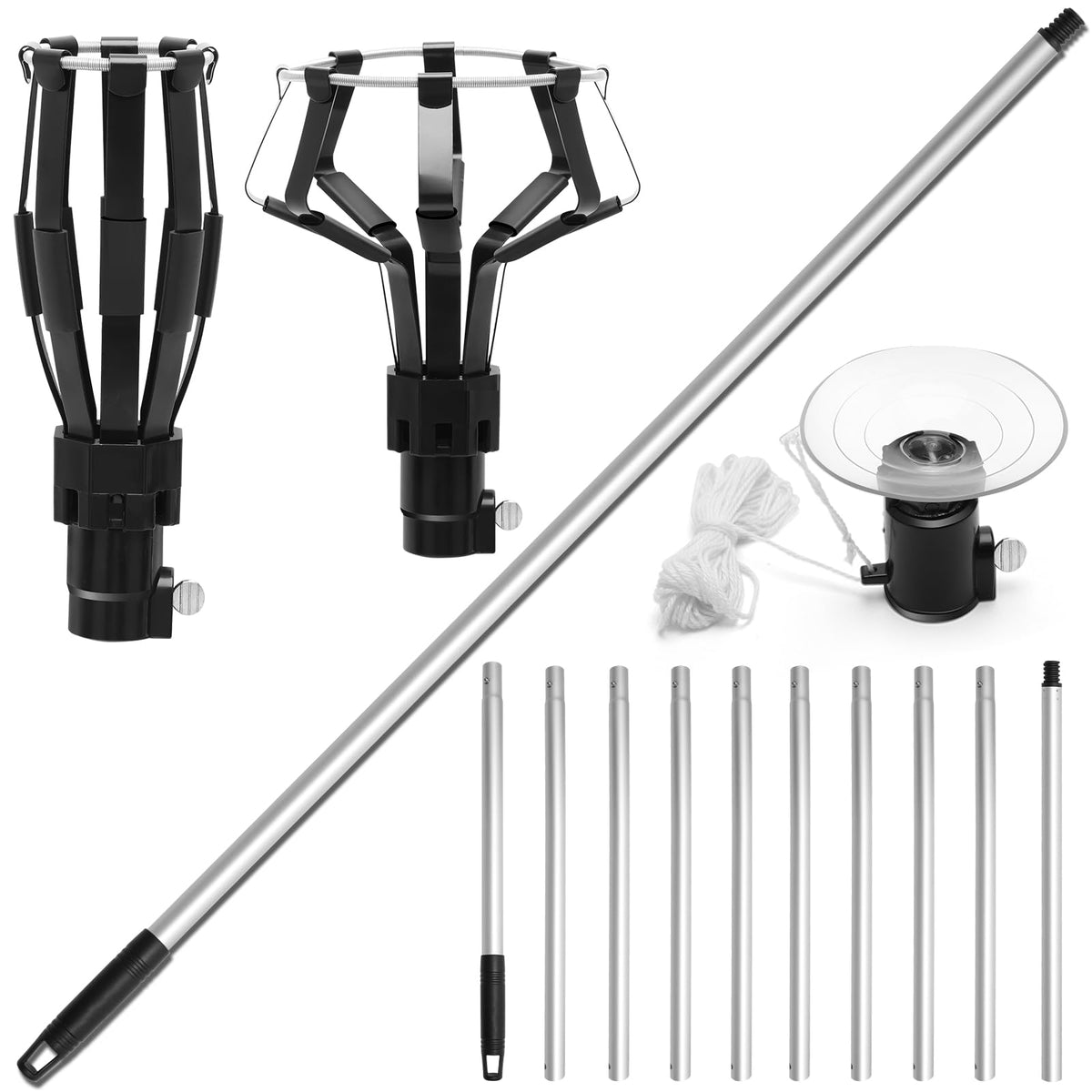Solaradgy 12ft light bulb changer assembly demonstrates adjustable pole system for extended reach.