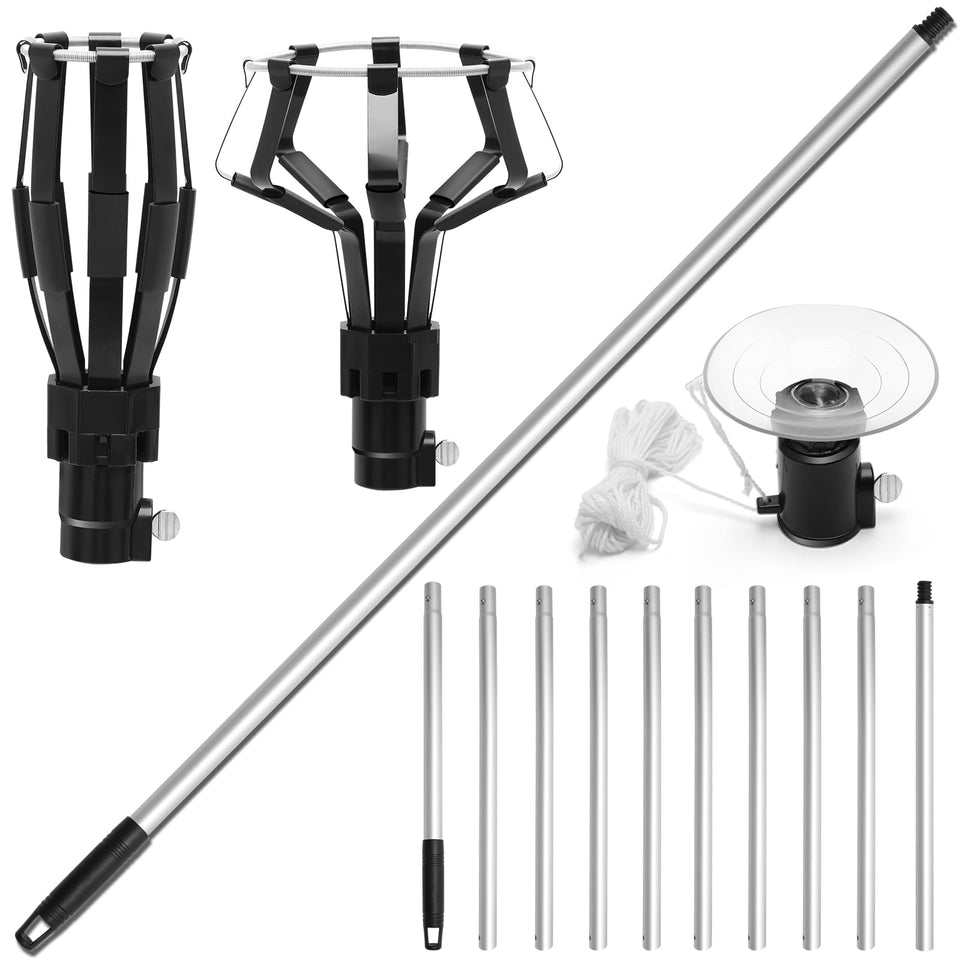 Solaradgy 12ft light bulb changer assembly demonstrates adjustable pole system for extended reach.