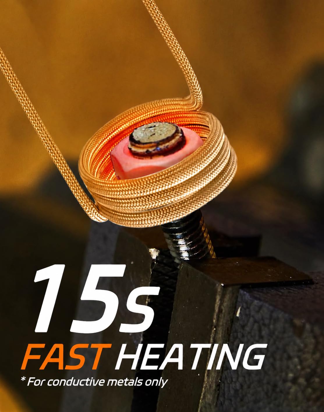 Solary induction heater coils set enabling fitting to different bolt sizes and nuts