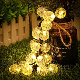 Solatec crystal bubble globe lights come in a 2-pack for sparkling outdoor decor.