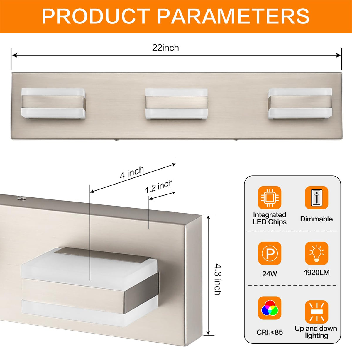 SOLFART energy-saving bathroom light, 80% lower consumption.