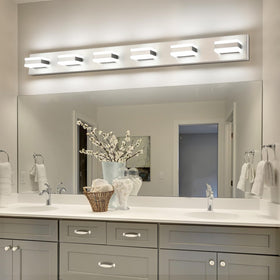 SOLFART brushed nickel wall-mount bathroom light for modern spaces.