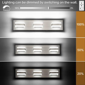 SOLFART LED vanity light in brushed nickel highlights features with easy installation.