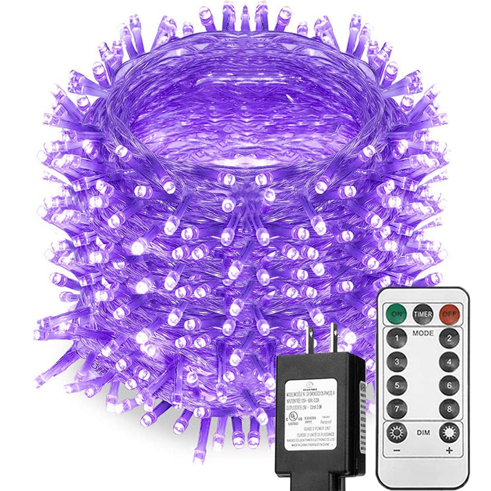 Solhice 80ft black light string lights illuminate large spaces with neon glow