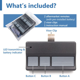 Solidremote garage door remote back view with battery compartment visible