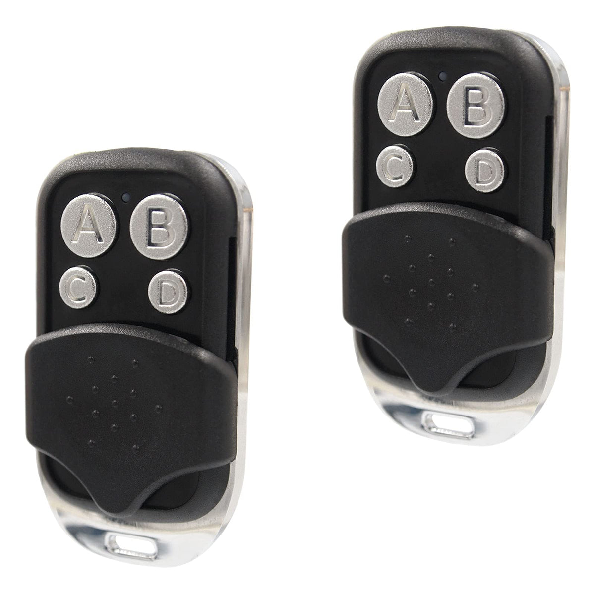 Solidremote LiftMaster-Chamberlain remote front view; compact, easy-to-grab design for quick access.