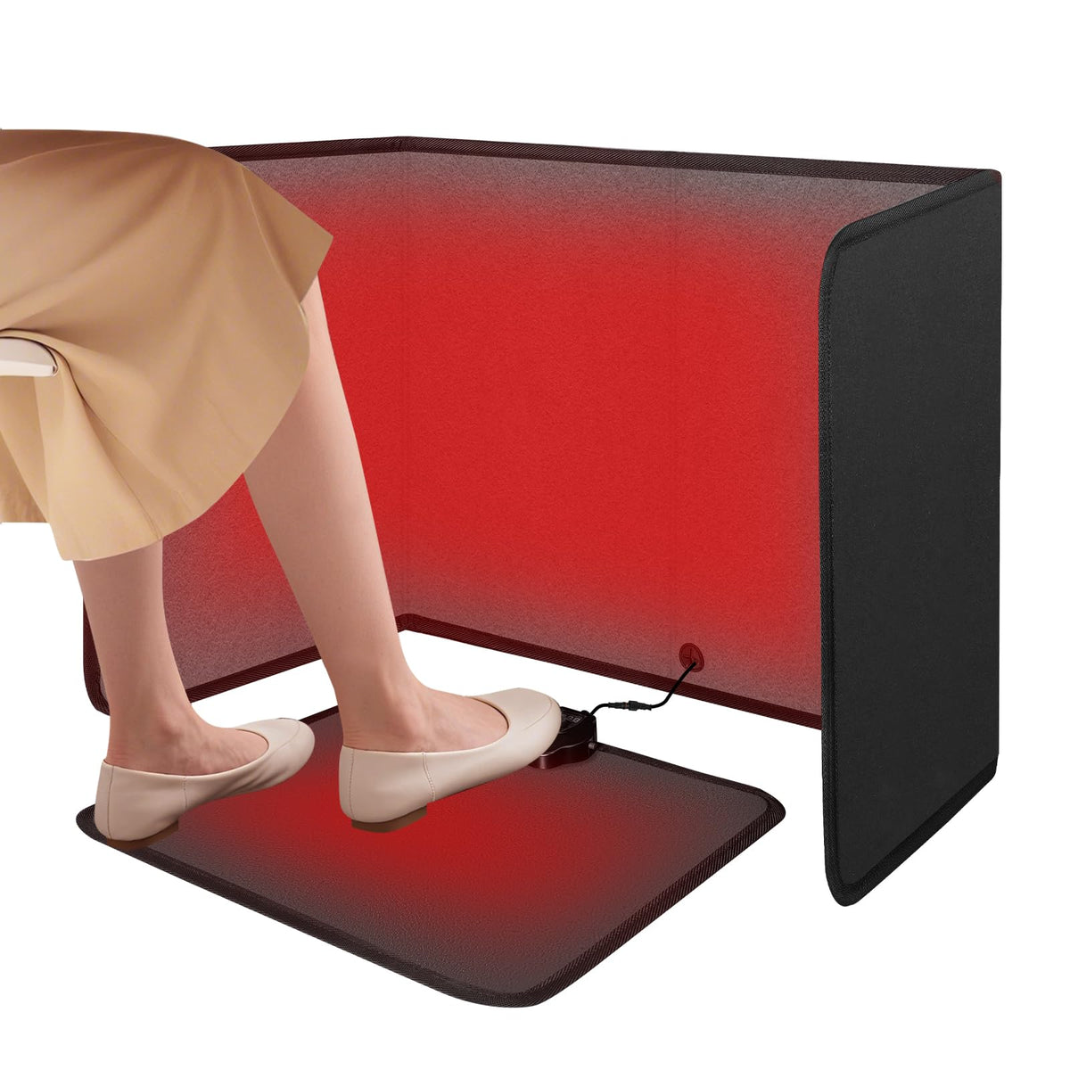 SoliSnug under-desk heater foldable design provides space-saving desk warmth.