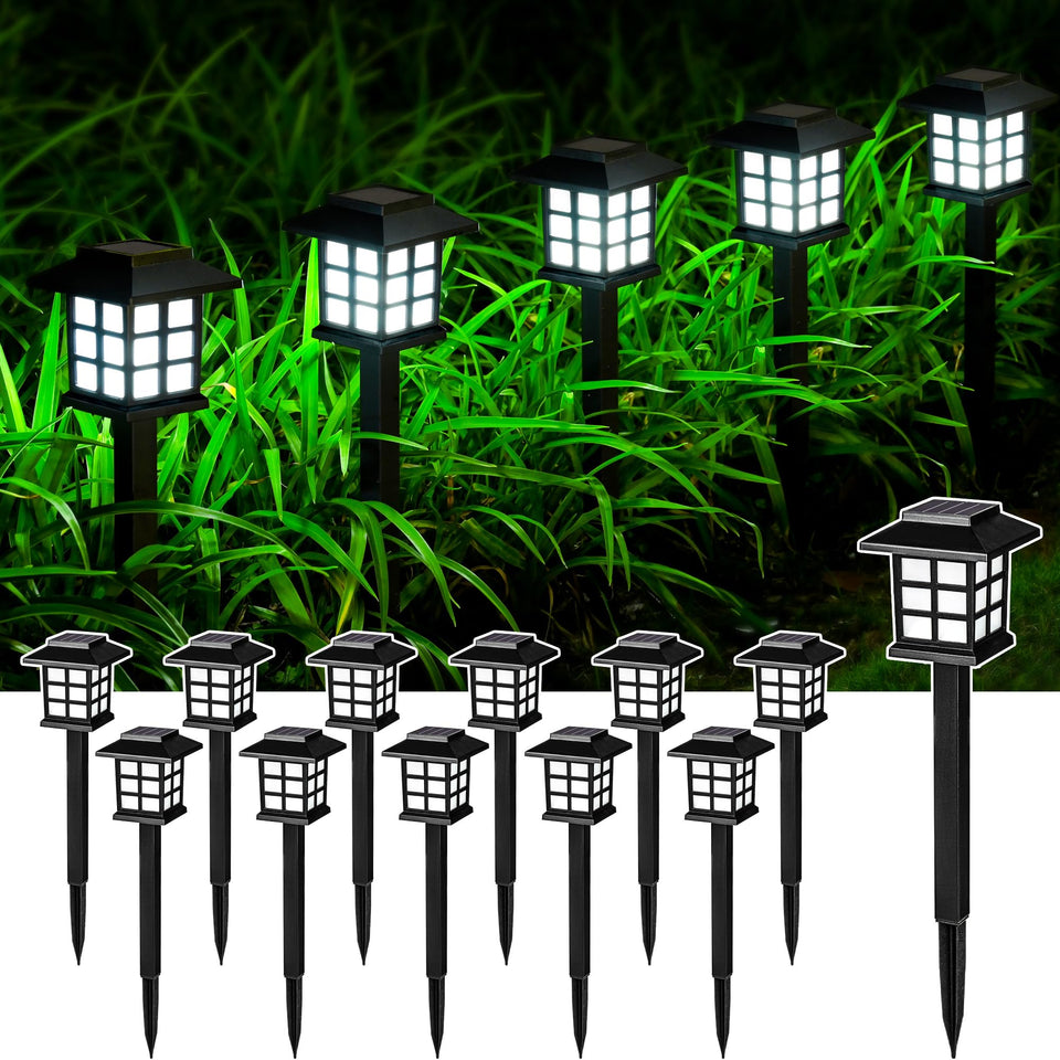 SOLPEX 12-pack path lights assembled for easy installation and curb appeal.