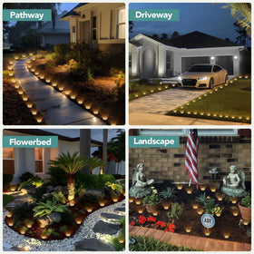 SOLPEX 20-pack solar lights marking the driveway for safe night navigation.