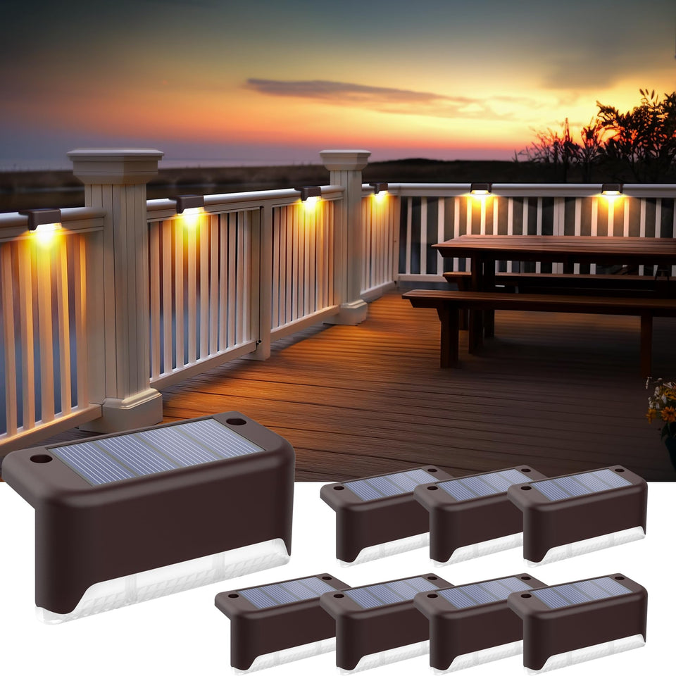 SOLPEX solar fence lights emit a warm glow for fences and stairs.