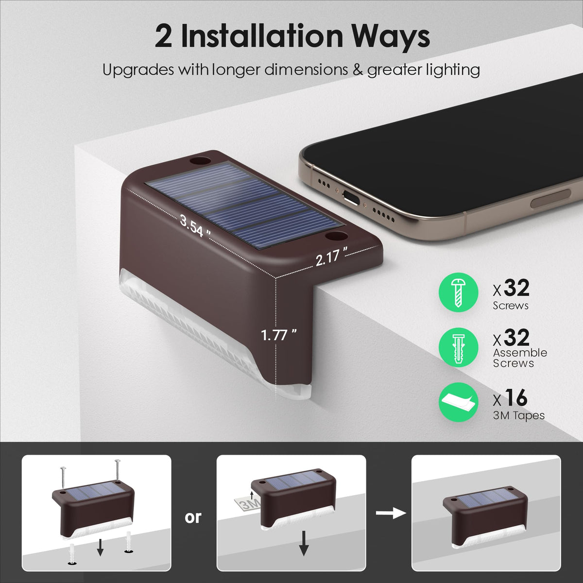 SOLPEX 8-pack solar deck lights illuminate outdoors.