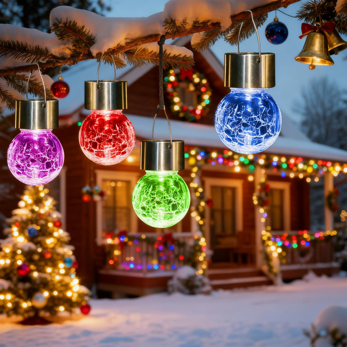 SOLPEX color-changing outdoor globe light glows vividly for yard parties.