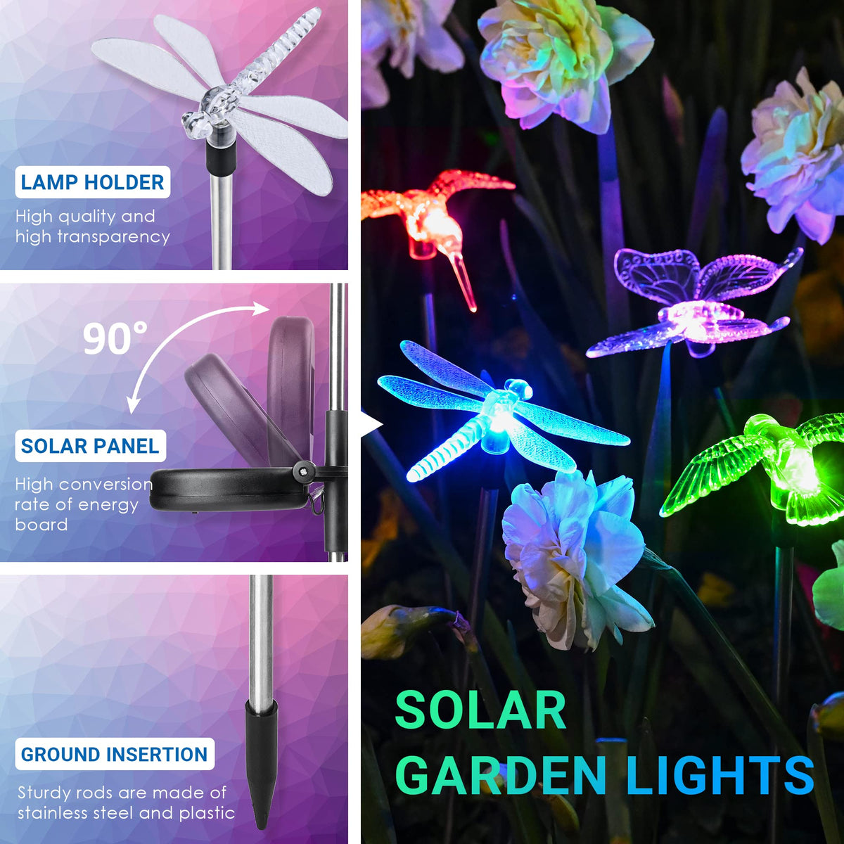 SOLPEX easy-install butterfly lights add color to your garden in minutes.