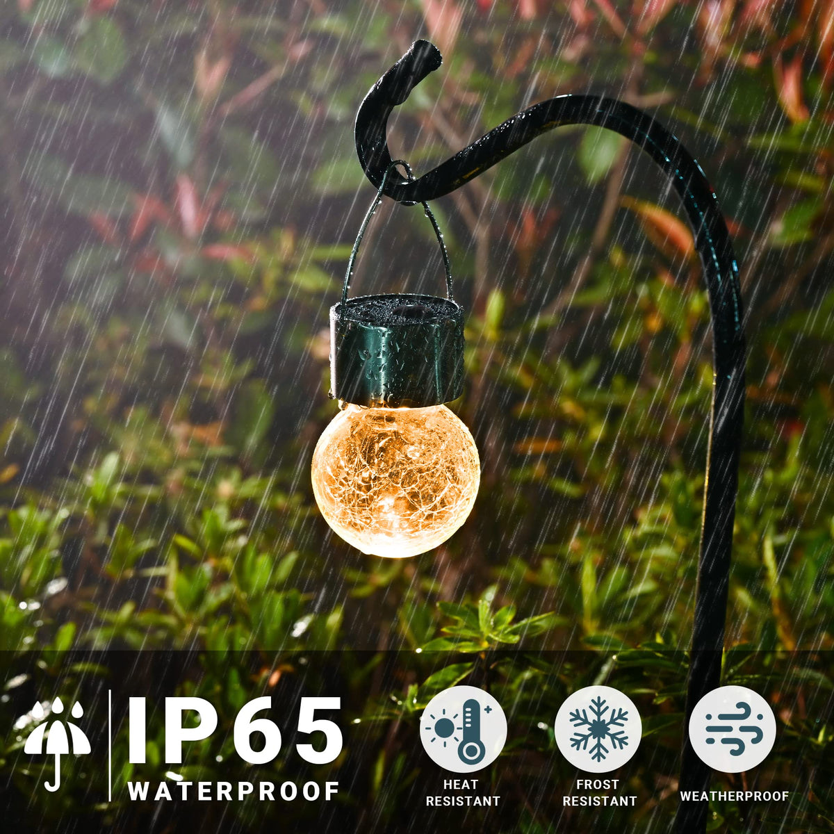 SOLPEX IP65 waterproof solar globe light withstands rain and snow.
