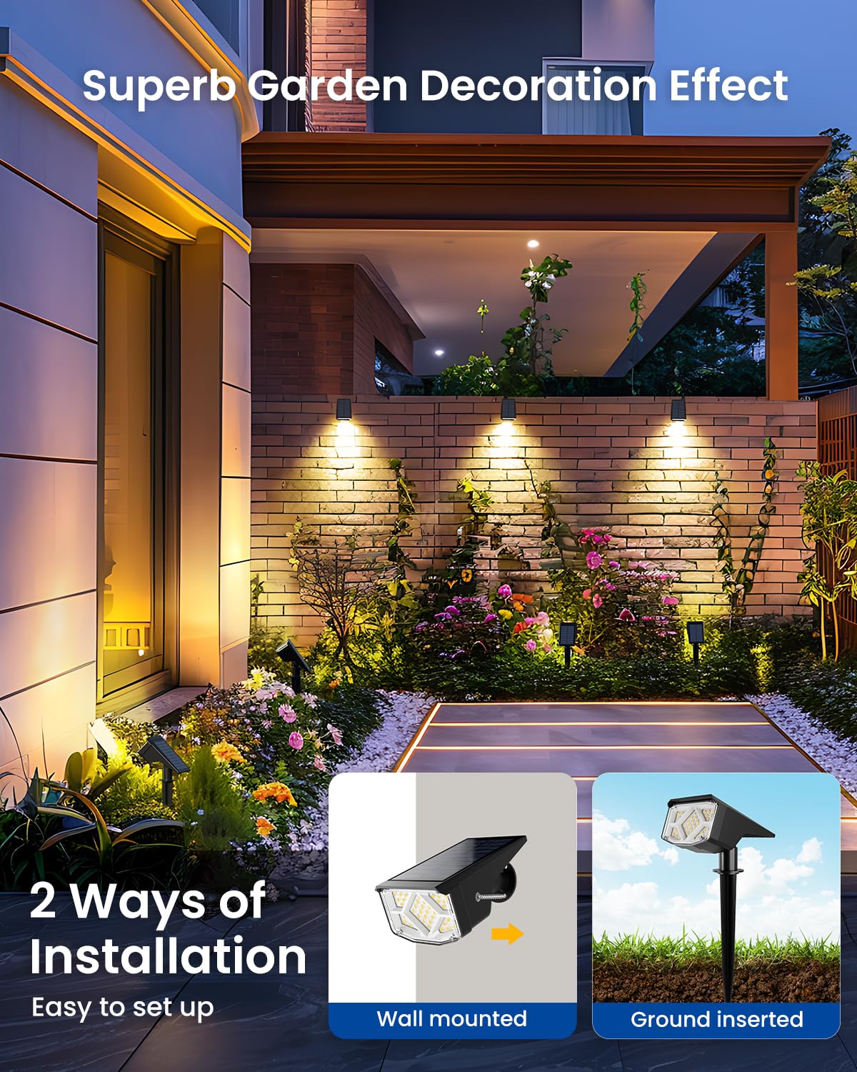 SOLPEX 400-lumen warm-white LED solar spot light for driveways and entrances