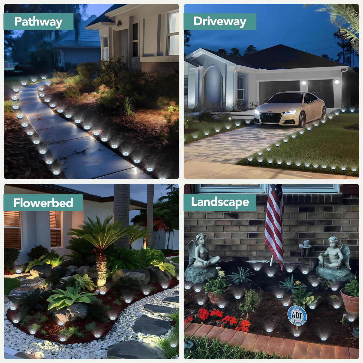 SOLPEX Mini Solar Ground Light installed on a lawn edge guiding nighttime steps.
