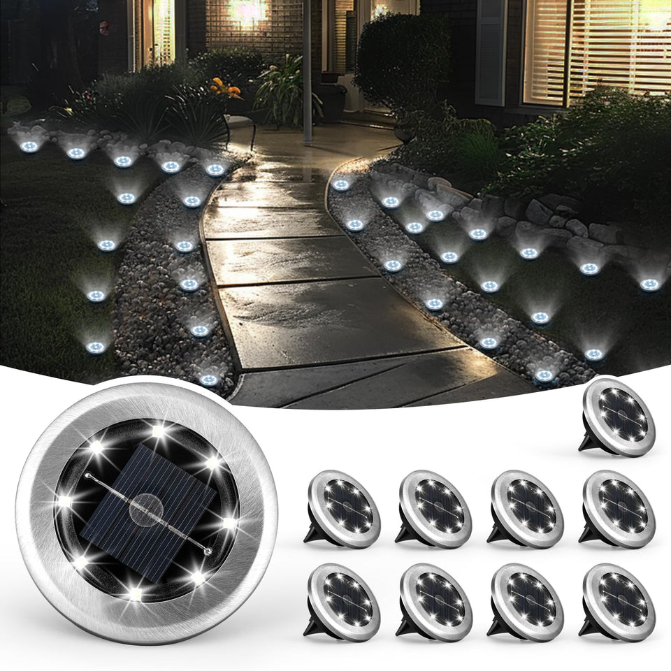 SOLPEX Mini Solar Ground Light pathway closeup, warm ambient glow for safe nighttime strolls.