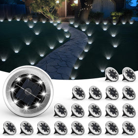 SOLPEX Mini Solar Ground Light marks garden path with a subtle glow for safer navigation at night.