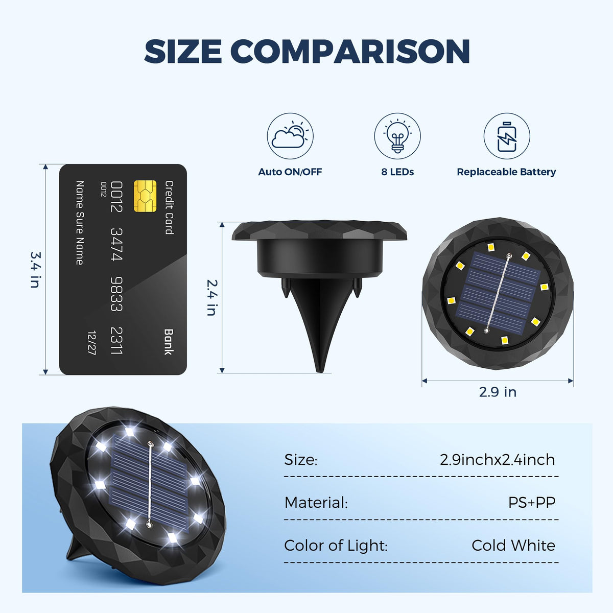 SOLPEX mini solar ground light close-up shows rugged IP44 housing.