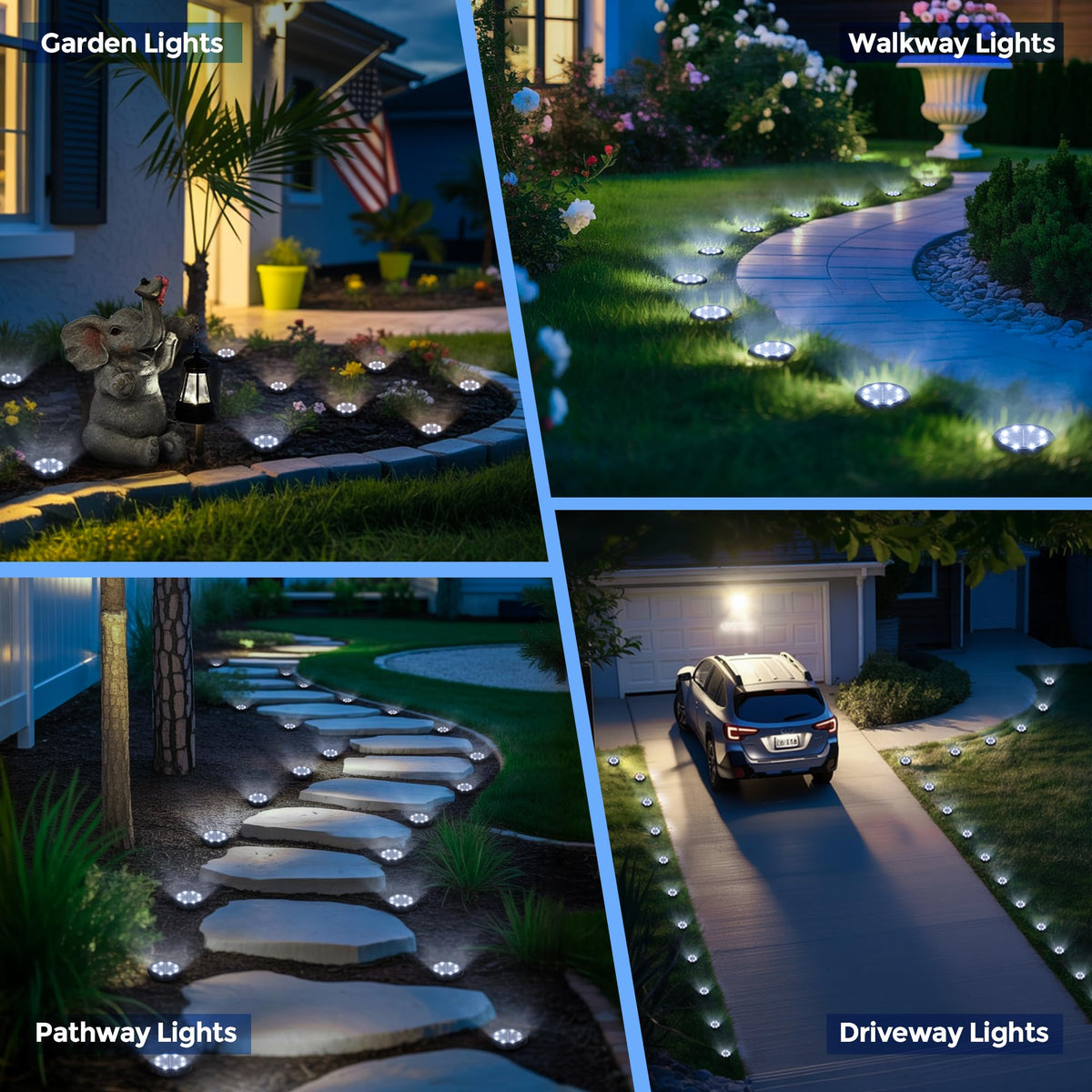 SOLPEX mini solar ground light highlights driveway edge for safe arrivals.