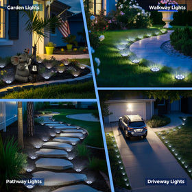 SOLPEX mini solar ground light highlights driveway edge for safe arrivals.
